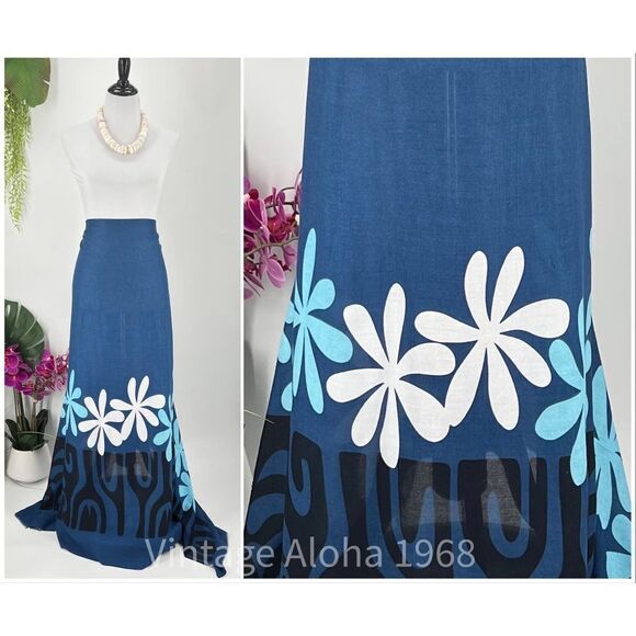 Blue/Black/White Tiare' SARONG Kīkepa Pareo Beach Wrap Skirt Summer Scarf - Picture 1 of 4